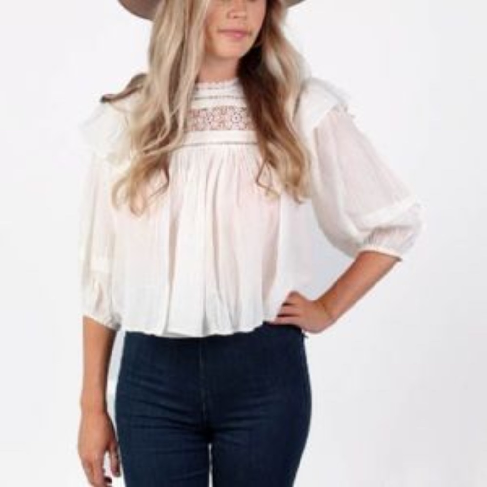 NWT Free People Laura Cotton Ruffled Top Size XS